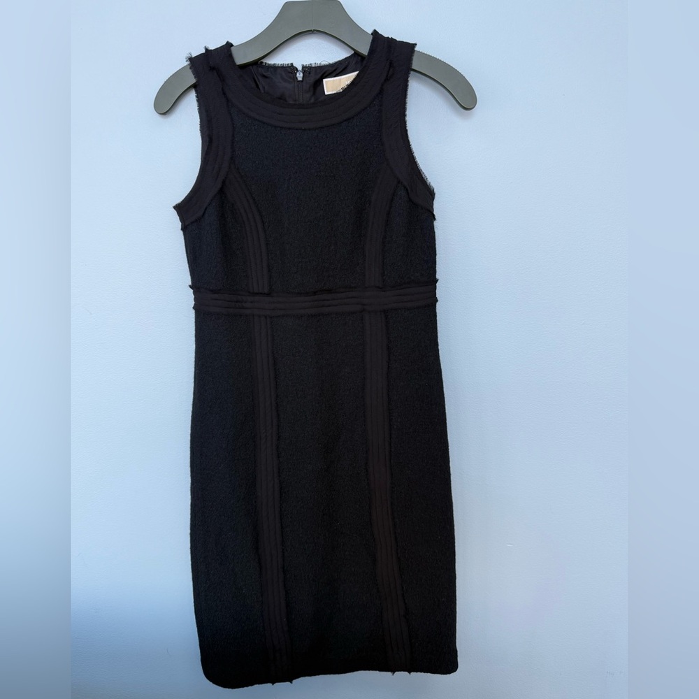 MICHAEL By MICHAEL KORS Black Mini Boucle Wool Sleeveless Dress Size 0 $175